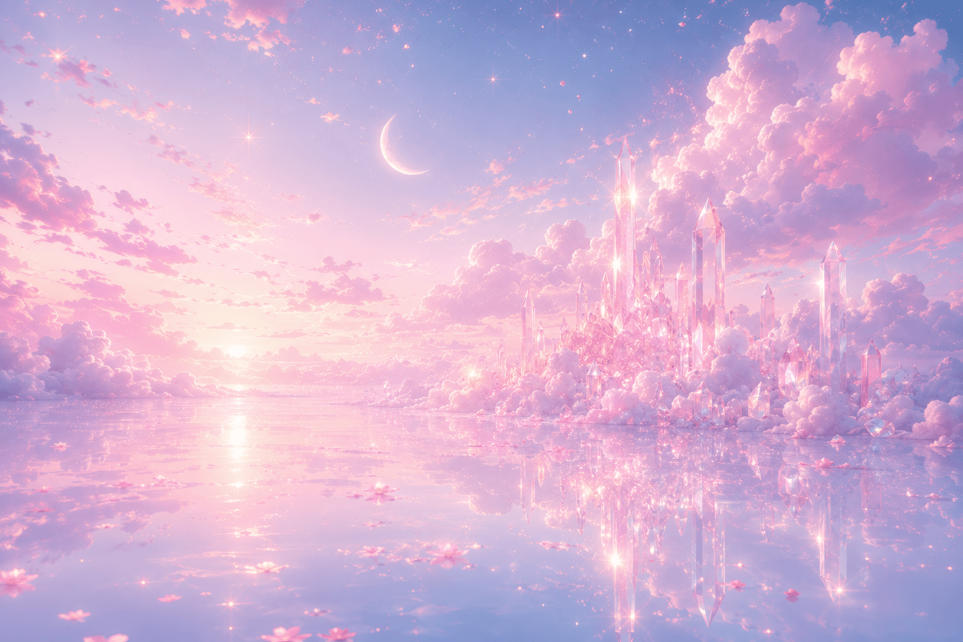 Crystal Utopia: The Pastel Dreamscape wallpaper preview