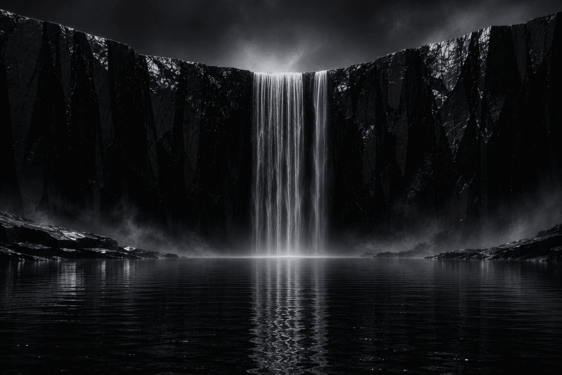 Monolithic Falls: The Dark Elegance wallpaper preview