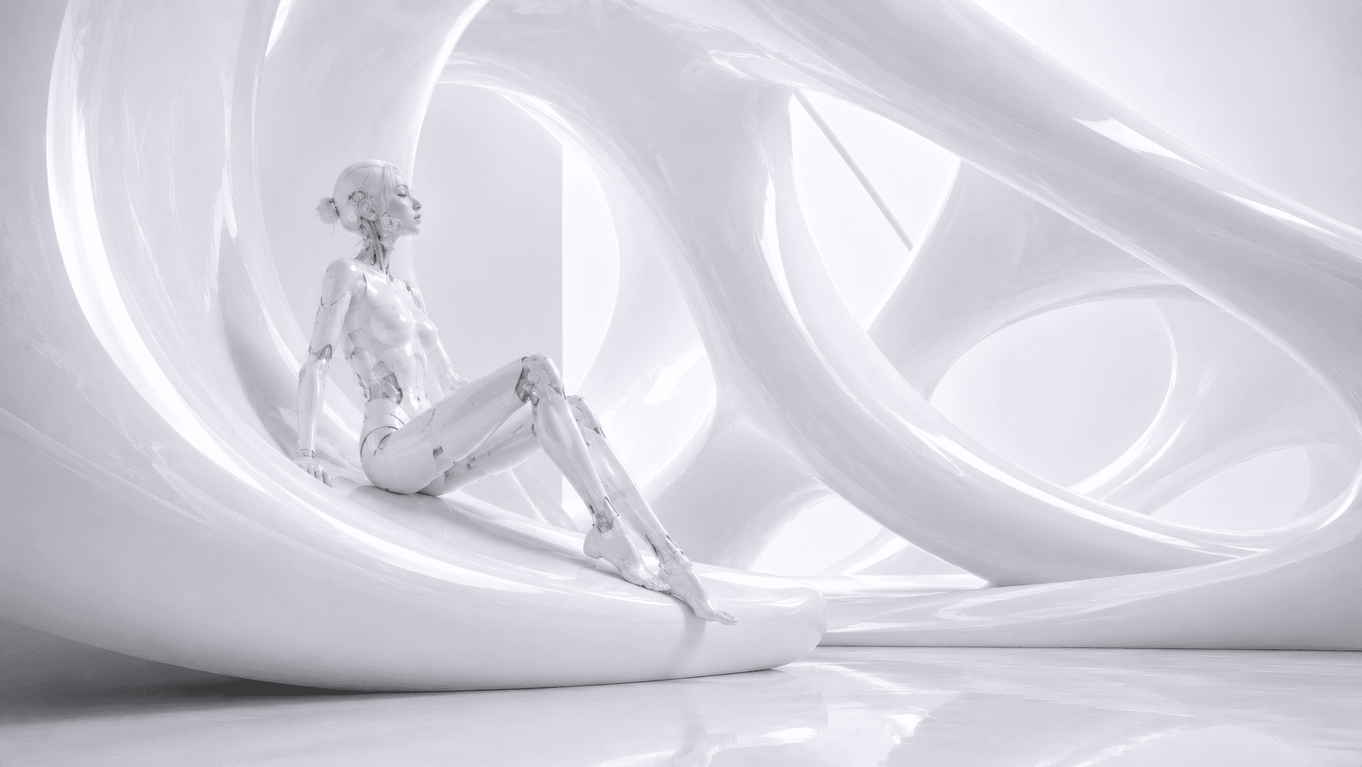 Silent Contemplation within the Alabaster Archway wallpaper preview