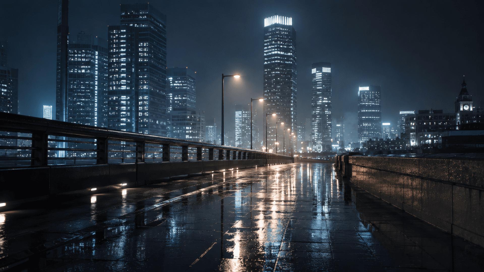 Neon Reflections: Midnight Cyber City wallpaper preview