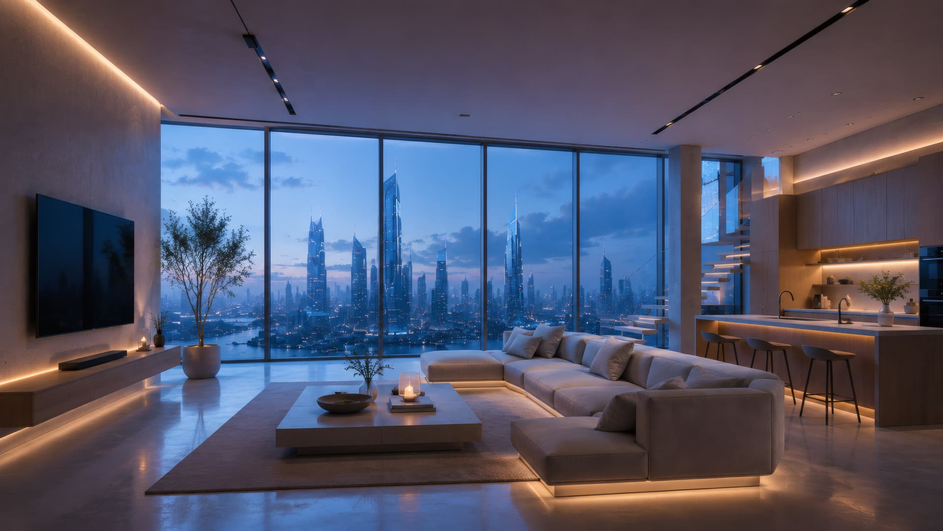 Futuristic Penthouse View wallpaper preview