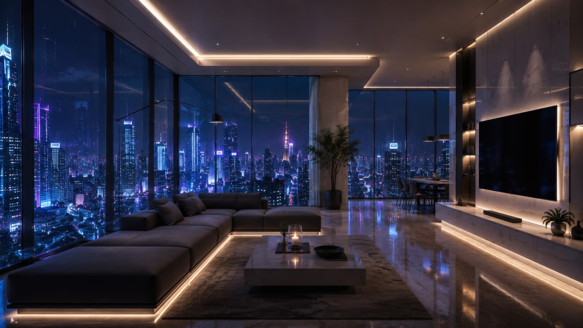 Cyberpunk Penthouse Night wallpaper preview