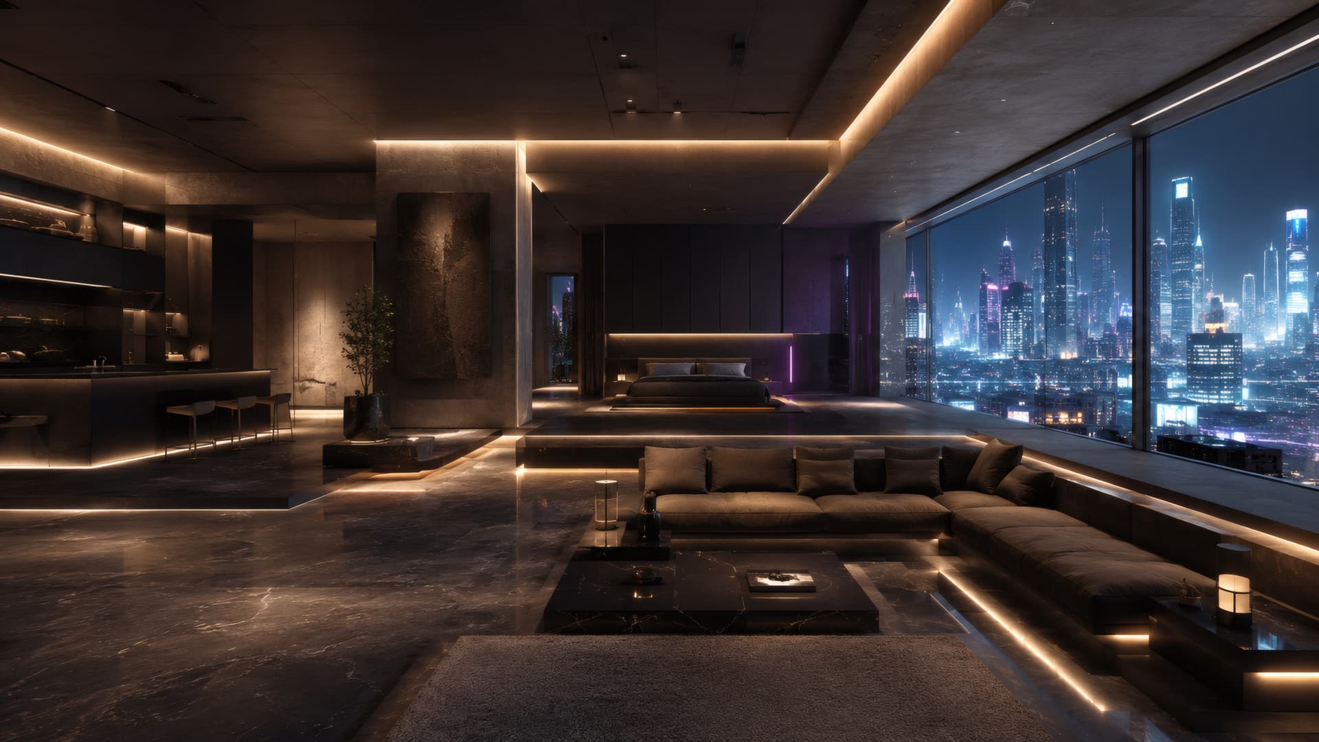Cyberpunk Luxury Penthouse wallpaper preview