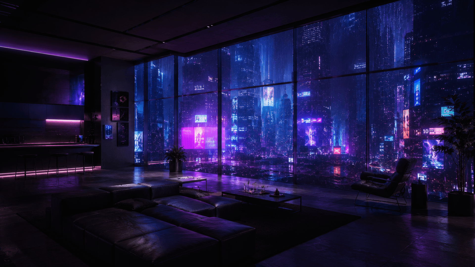 The Cyberpunk Noir Lounge wallpaper preview