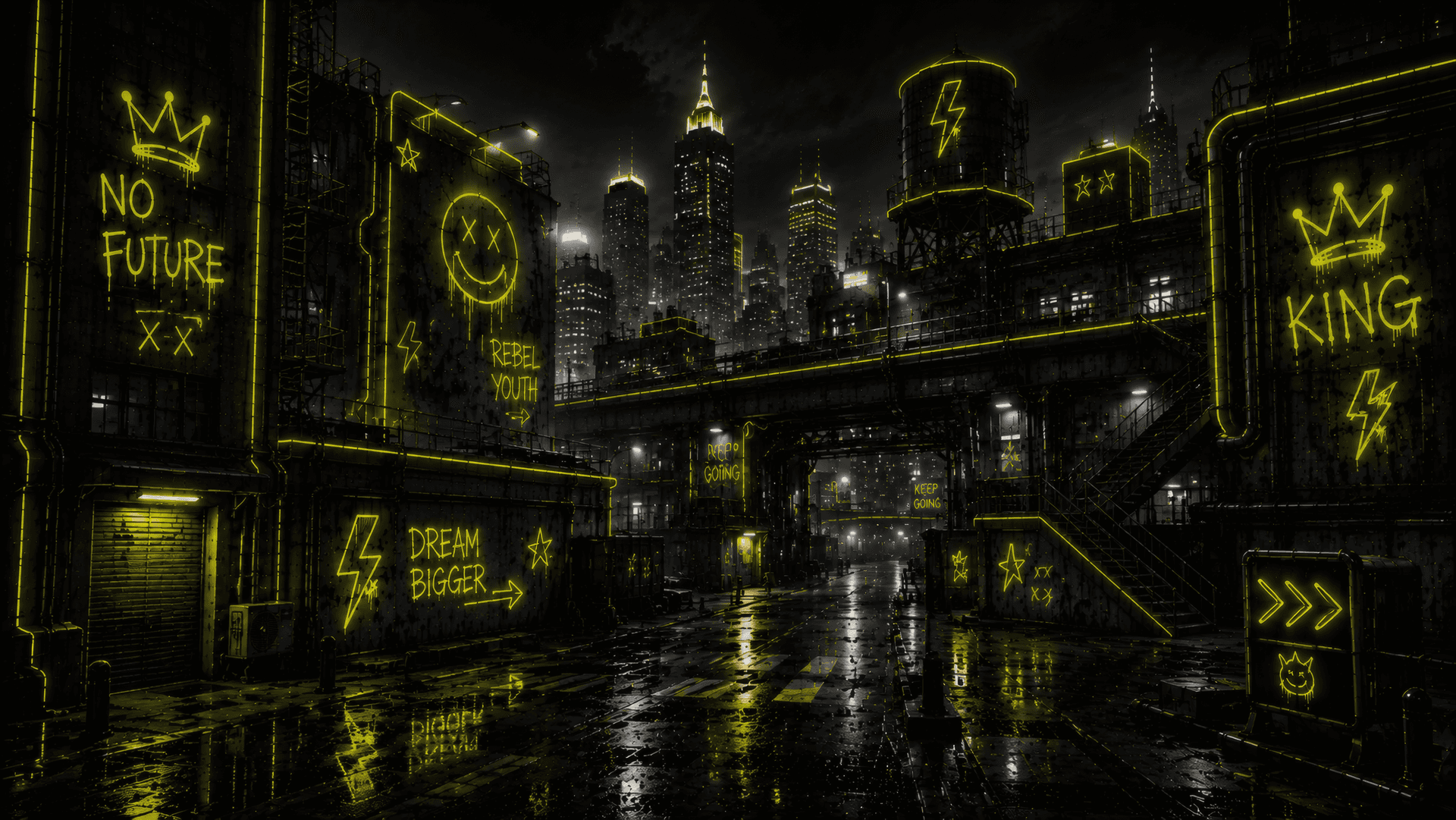 Cyan Rooftop: The Cyberpunk Water Tower Outpost wallpaper preview