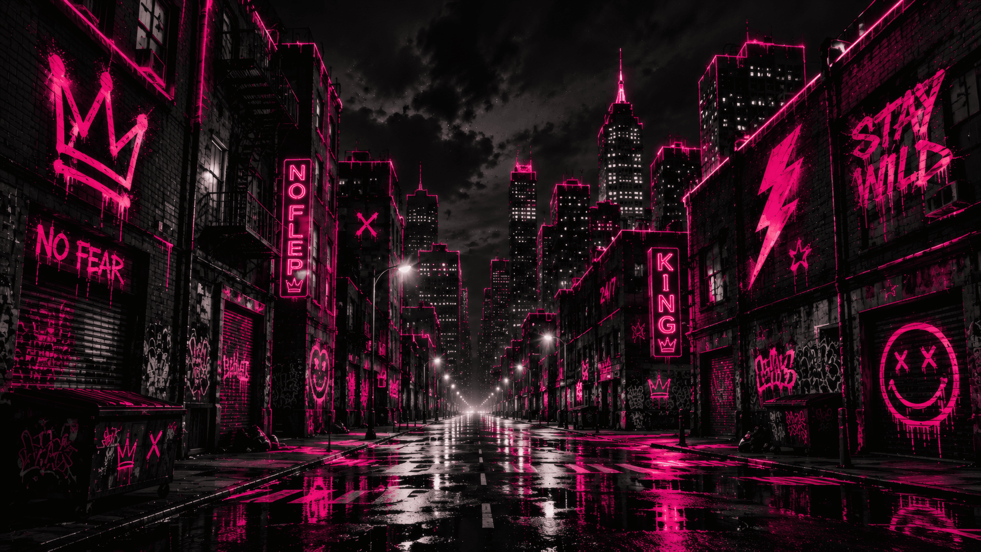Magenta Alley: The Rebellious Cyber-Street wallpaper preview