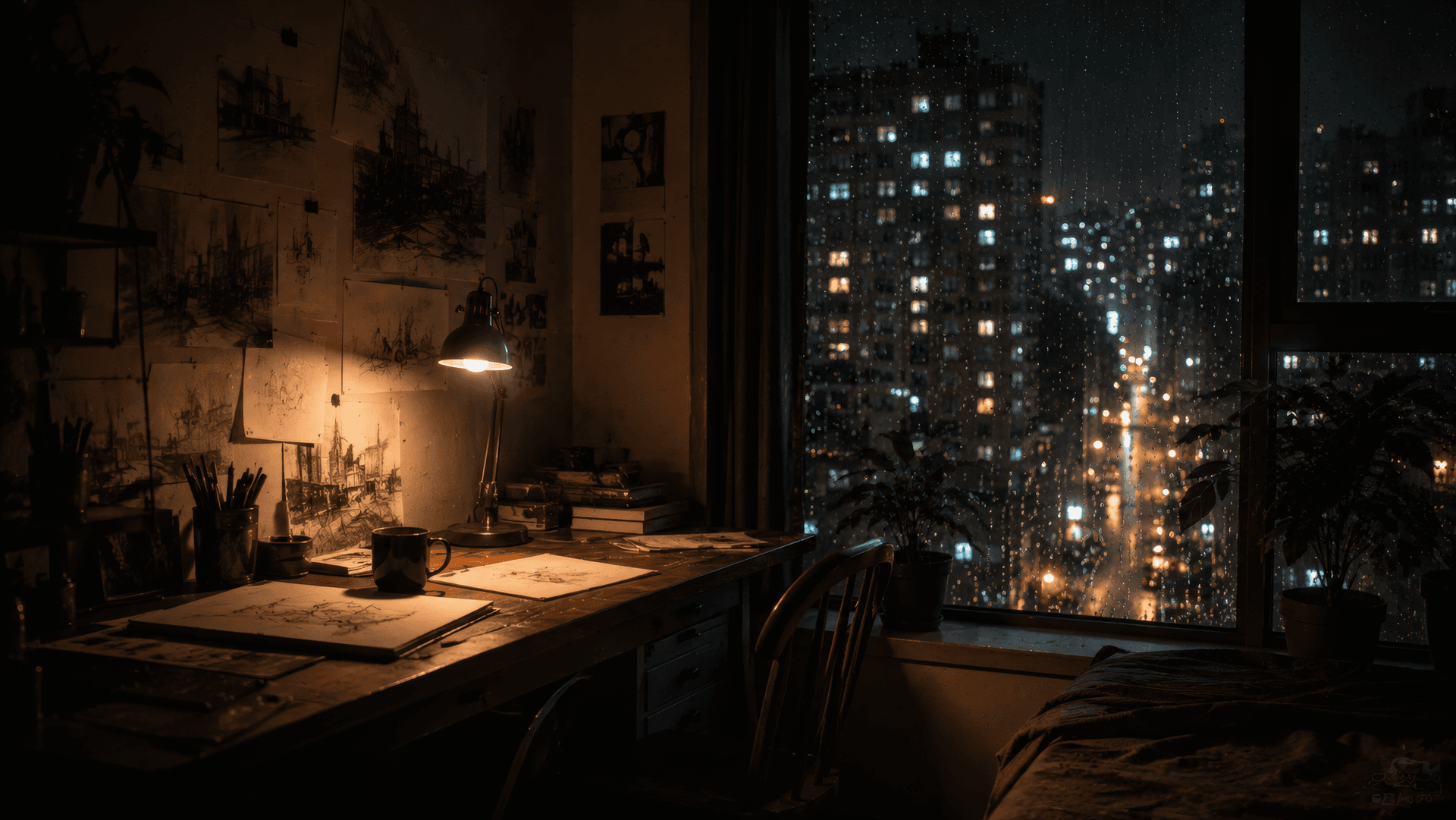 Amber Overdrive: The Tactical Cyber-Workspace wallpaper preview